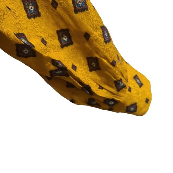 Mark Shale Vtg Gold Diamond Silk Blouse - Picture 5 of 7